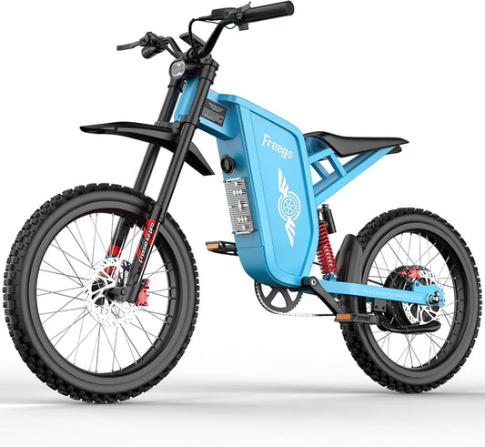 Blue Freego X2 Pro eBike side view, showcasing frame, wheels, and handlebars