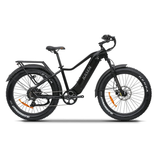Black Kasen Ranger 2.0 eBike packaged inside a cardboard shipping box