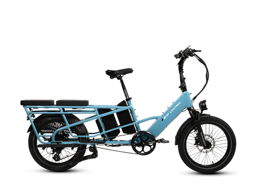 Lectric XPedition 2 eBike in Raindrop Blue, side view, displayed against a white background