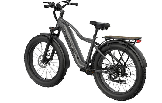 Green MOKWHEEL Tor Plus 750W step-over electric bike with 26x4 fat tires, beach cruiser style, product image