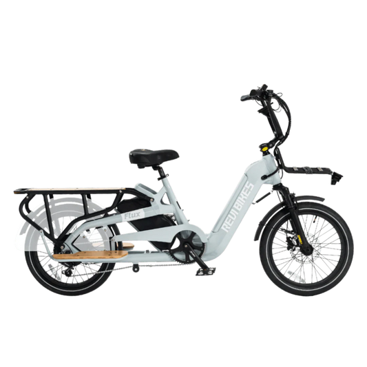 Gray eBike Revi Flux ST side view showcasing frame design and battery placement
