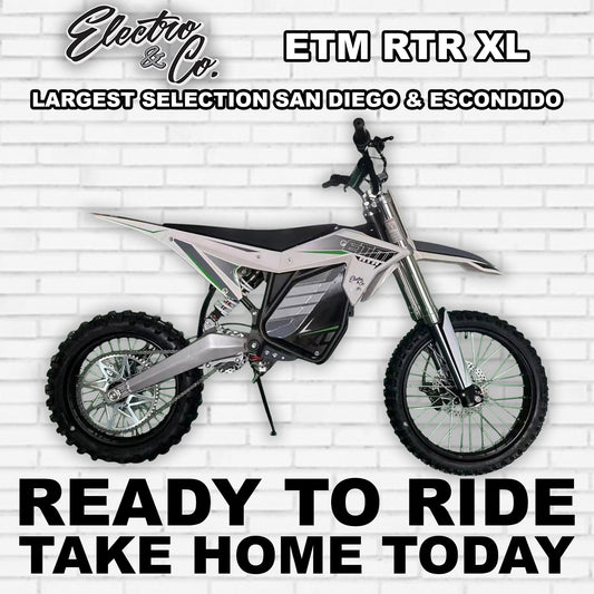 White eMOTO Electro & Co RTR XL electric bike, side view, against a plain background