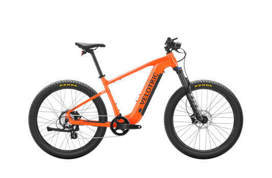 eBike Velotric Summit 1 in Sunrise Orange, side view, against a white background
