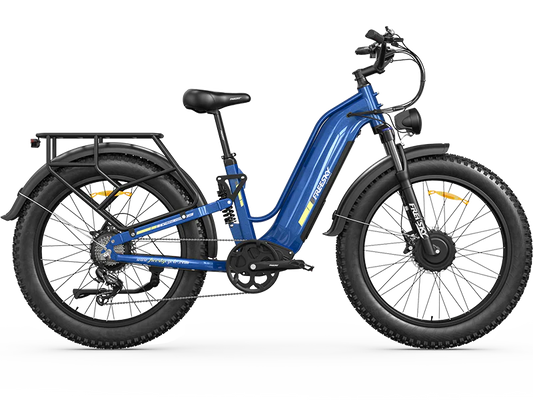 Blue Freesky Ranger Air M-540 electric bike, side view, against a white background