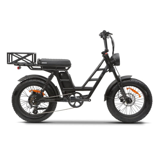 Kasen Malibu eBike in black, packaged inside a cardboard shipping box