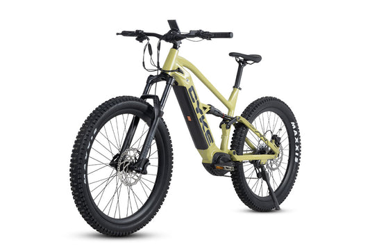 Military green eBike Cyke Falcon A, side view, showcasing frame and wheels