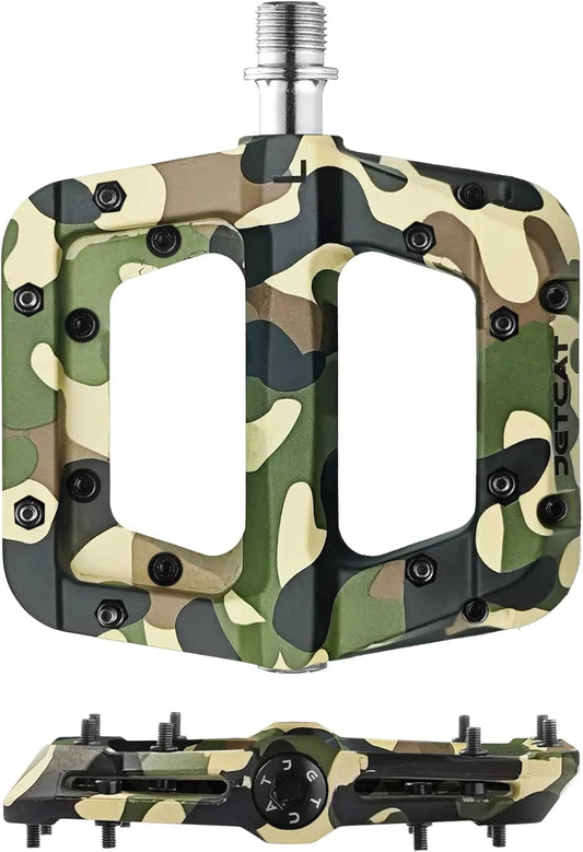Large product image of nylon pedals in a camouflage pattern, regular size, primarily black color.