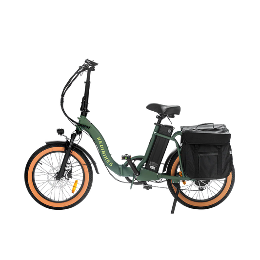 eBike Revi Rebel.2 in Wild Green color, side view, displayed on a white background