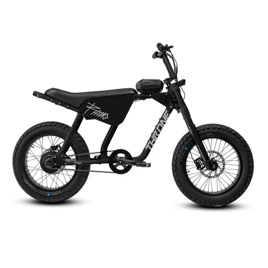 Black eBike Strike Rhino electric bicycle, side view, against a white background