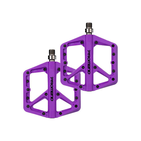 Purple nylon eBike pedals with textured surface, shown in a product image on a white background.
