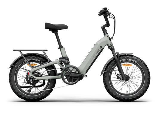 Himiway D5 2.0 eBike in Sage color, 20-inch wheels, side view, isolated on white background