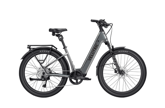 Velotric Discover 3 eBike in Stone Gray, regular size, large frame, side view product image