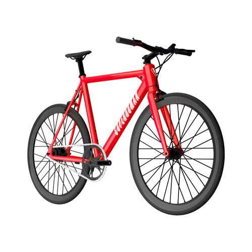 Red eBike SUPERHUMAN BABYMAKER II Classic 19-inch model, side view, displayed against a plain background