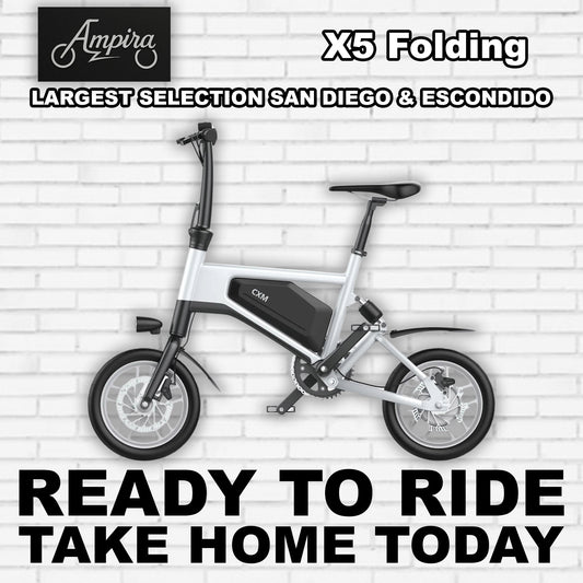 White Ampira X5 eBike, side view, against a plain background