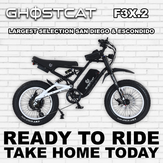 White eBike Ghostcat F3X.2, side view, displayed on a plain background