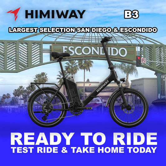 Black Himiway B3 eBike, ready to ride, side view against a plain background