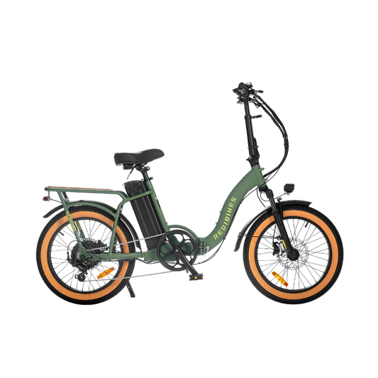 eBike Revi Rebel 2 electric bike in Wild Green color, side view, displayed against a white background