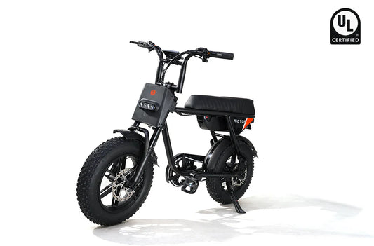 Black Rictor Flexx eBike, side view, showcasing frame design and features