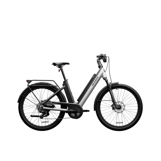 Segway Myon eBike in Skyscraper Gray, side view, against a white background