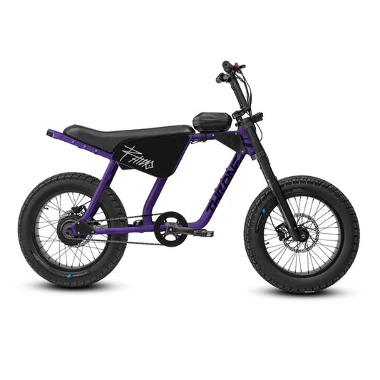 Purple eBike Strike Rhino electric bicycle with "Grape Soda" color, side view, on white background