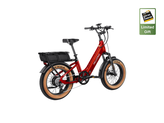 Velotric GoMad eBike in Dark Amber color, side view, showcasing sturdy frame, thick tires, and modern design.