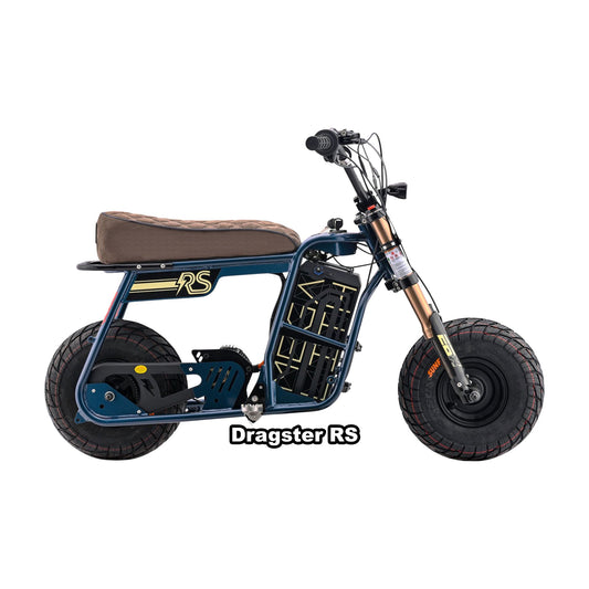 Stomp Ebox Dragster RS electric dirt bike, Navy Blue, boxed for shipping