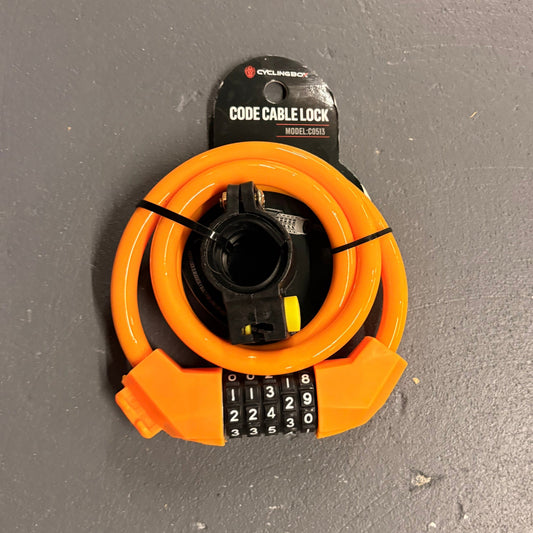 Orange eMOTO eBike Lock Combo Cable Lock displayed in store packaging
