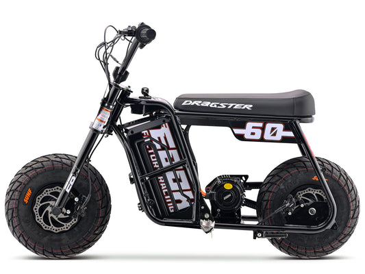 Black eMOTO Ebox Dragster 60 electric bike side view on white background