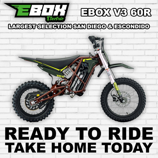 eMOTO Ebox V3 60 R electric bike in copper and green color, side view, product image on white background