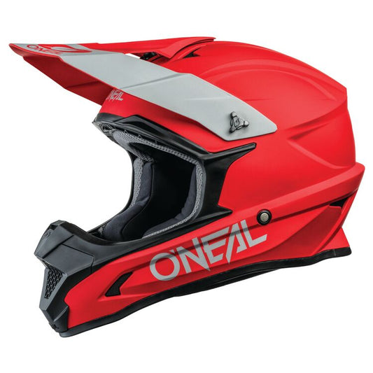 Red O'Neal 1 SRS eMOTO helmet, size 2X Large, side view showing accessory features