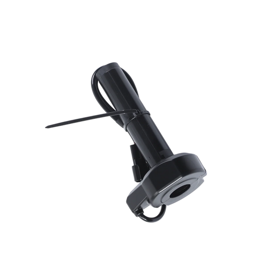 A black eMOTO Yozma IN10 electric throttle with ergonomic grip and integrated control buttons, designed for electric scooters and bikes.