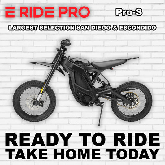 Eride Pro S electric moto bike in black, ready to ride