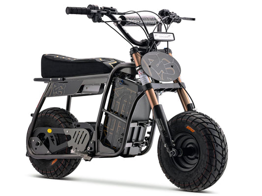 Black eMOTO Stomp Ebox Dragster RS electric bike in its box, product image showing the boxed item.