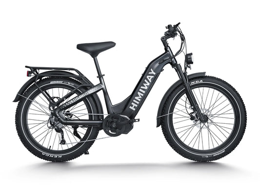 Himiway D5 Pro Step Thru eBike in Space Grey, side view, isolated on white background