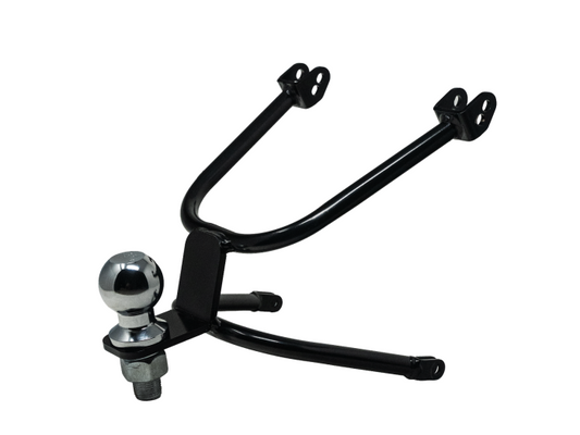 Stomp Ebox Dragster tow hitch bar, silver metal construction, shown on a white background.