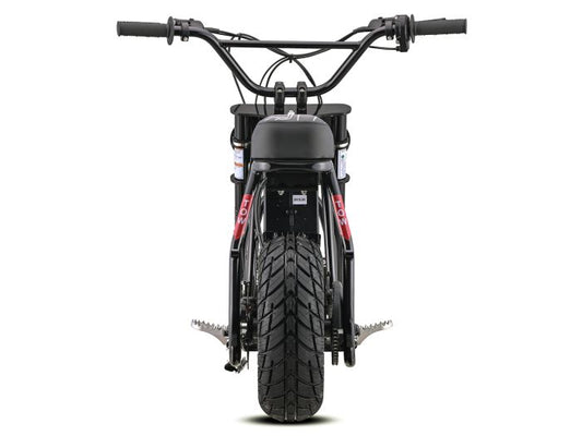 Black eMOTO EBOX Dragster electric bike, side view, against a white background