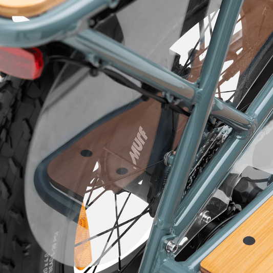 Black MURF Higgs Cargo Fat Tire eBike side view with large cargo rack and thick tires