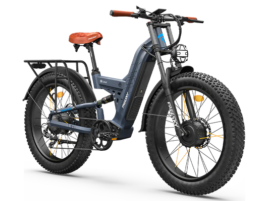 A black Freesky Warrior Pro M-530 electric mountain bike with fat tires, front suspension, and a rear rack, displayed on a white background.
