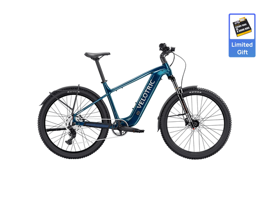Ocean Blue Velotric Summit 2 eBike side view against a white background
