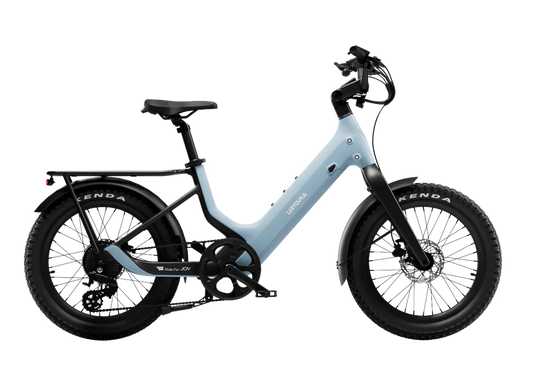 Urtopia Carbon Joy Ultra eBike in Glacier Blue, side view, against a white background