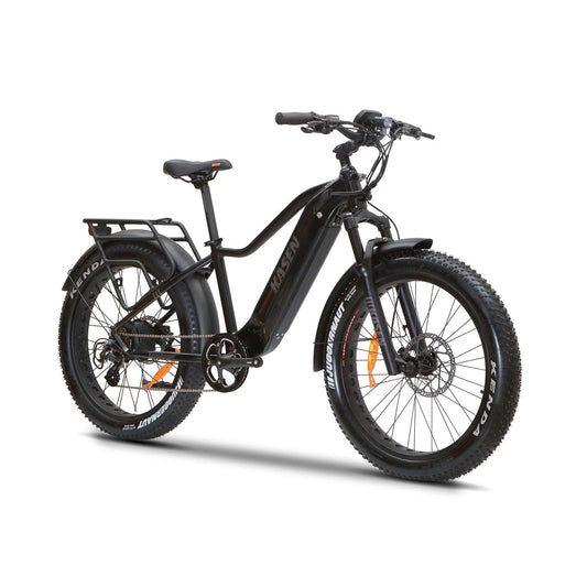 Black Kasen Ranger ST 2.0 eBike, ready to ride, shown in product image with 15AH and 20AH battery options, model R2R Black 64.