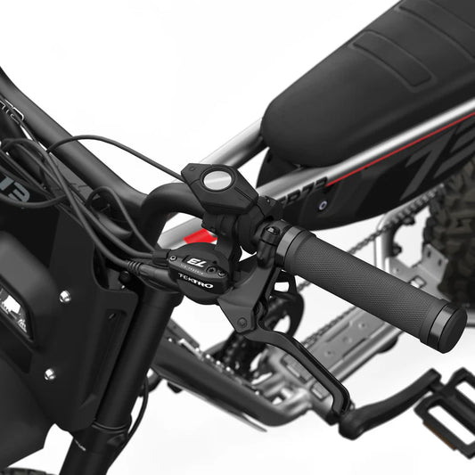 Side view of a Super73 Z Adventure Series eBike in a rugged outdoor setting, showcasing its sturdy frame, fat tires, and adventure-ready design.