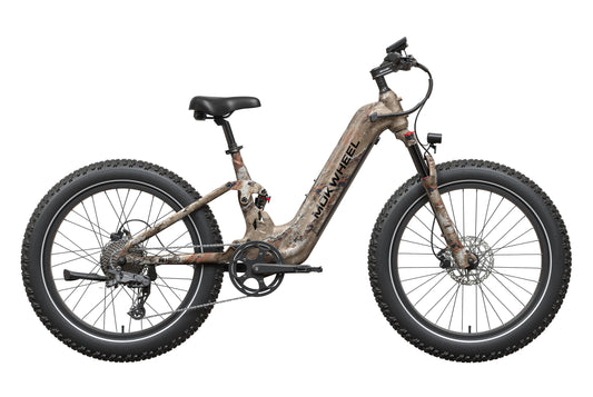 Mokwheel Obsidian 2.0 Step Thru in Desert Camo, side view, in store and ready to ride at eBike Super Shop San Diego