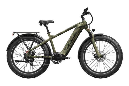 Mokwheel Basalt 2.0 Step Over in Jungle Camo, side view, in store and ready to ride at eBike Super Shop San Diego