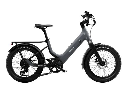 Urtopia Carbon Joy Ultra eBike in charcoal gray, side view, against a plain background