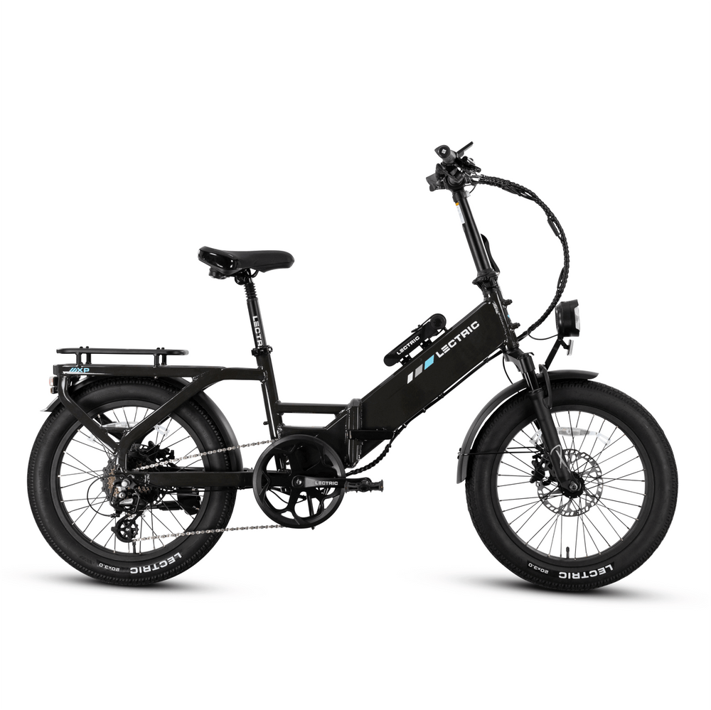 A Tempest Grey LECTRIC XP4 750W Step-Through eBike, side view, displayed against a plain background.