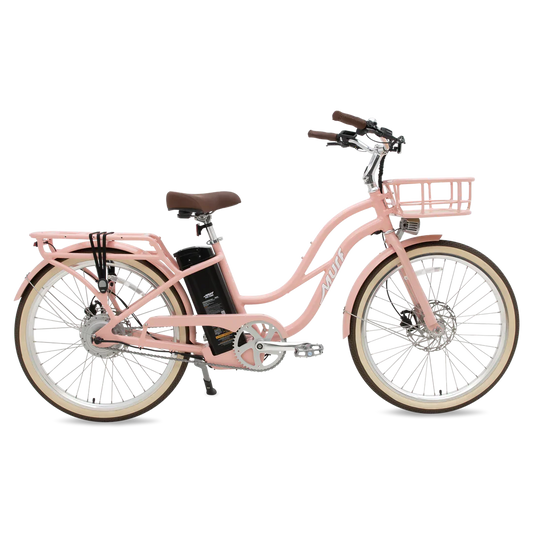 eBike Murf Gigi 2.0 in Beach Peach color, side view, product image for pre-order, displayed against a plain background