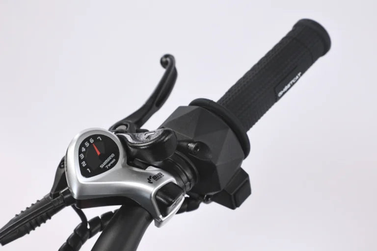 A black eBike Ghostcat F3.3 shown from a side angle, featuring a sturdy frame, thick tires, and a sleek, modern design.