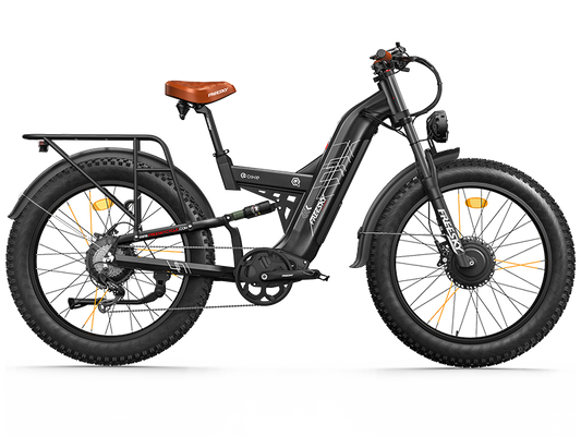Black Freesky Warrior Pro M-530 electric bike, side view, showcasing sturdy frame and fat tires