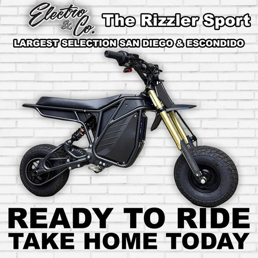 Black eMOTO Electro & Co The Rizzler Sport electric bike, side view, model R2R, sleek design with sporty features